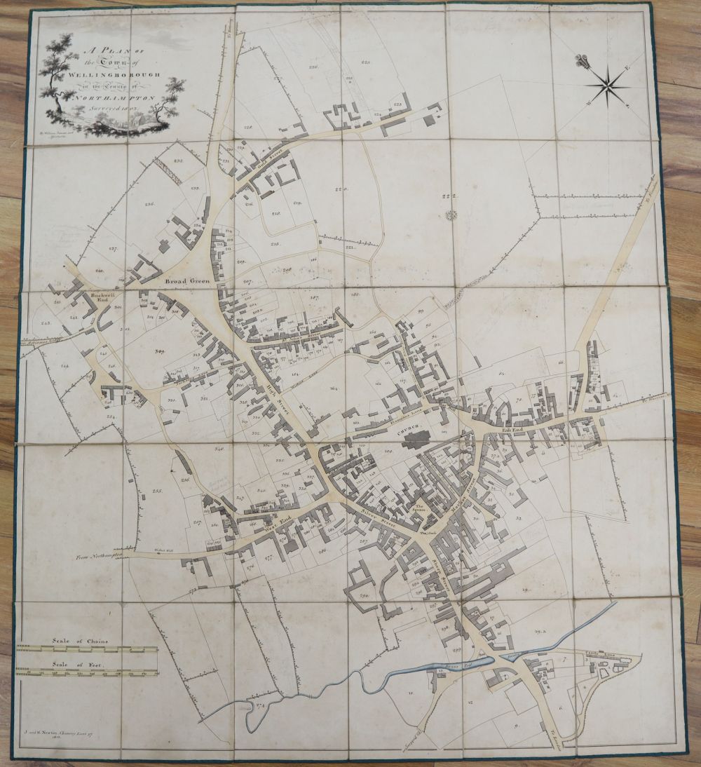 A leather cased plan of Wellingborough, dated 1803